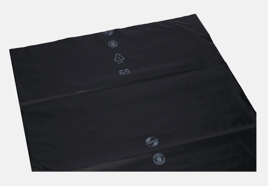 [D-25112] PREMIUM® Müllsäcke 120L – Extra stark (60 µm), 100% Recycling- Schwarz LDPE 25 Stück/Rolle, 250 Stück/Karton - 800x1000mm