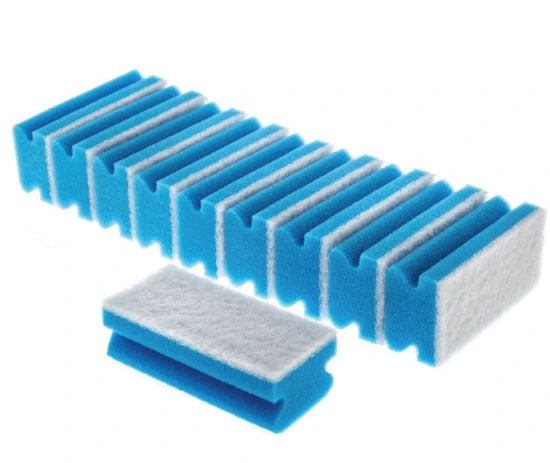 [MA-530825] Abwaschschwamm, 10er Packung, mit Griffleiste, ca. 15 x 5 x 7 cm (Blau-weiss)
